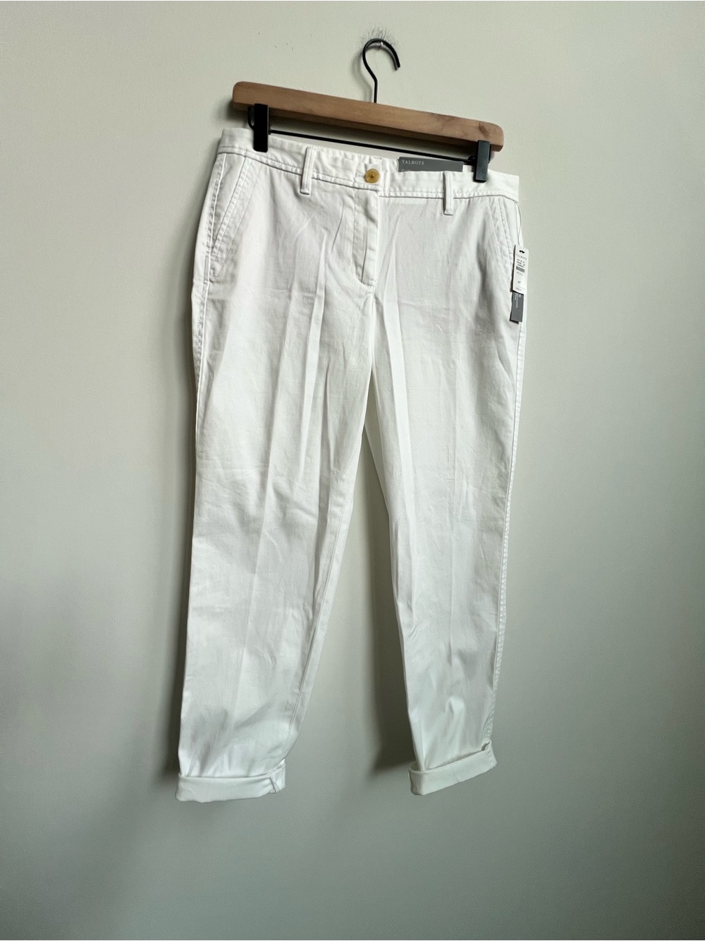 NWT Talbots Girlfriend Supersoft Chino Pants 4 Petite Ankle Length White Relaxed - Picture 3 of 14
